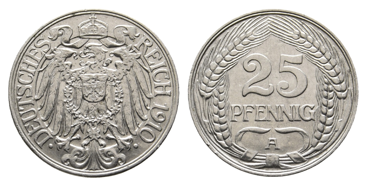  Deutsches Kaiserreich; 25 Pfennig 1910   
