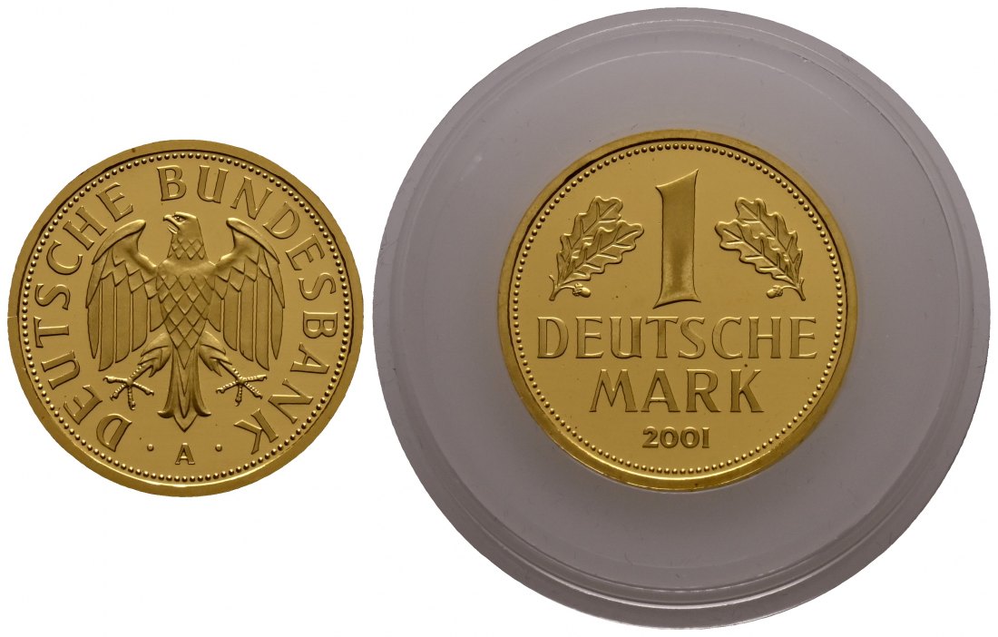 PEUS 1709 BRD 12 g Feingold. 1 Mark GOLD 2001 A Berlin Stempelglanz (Originalkapsel)