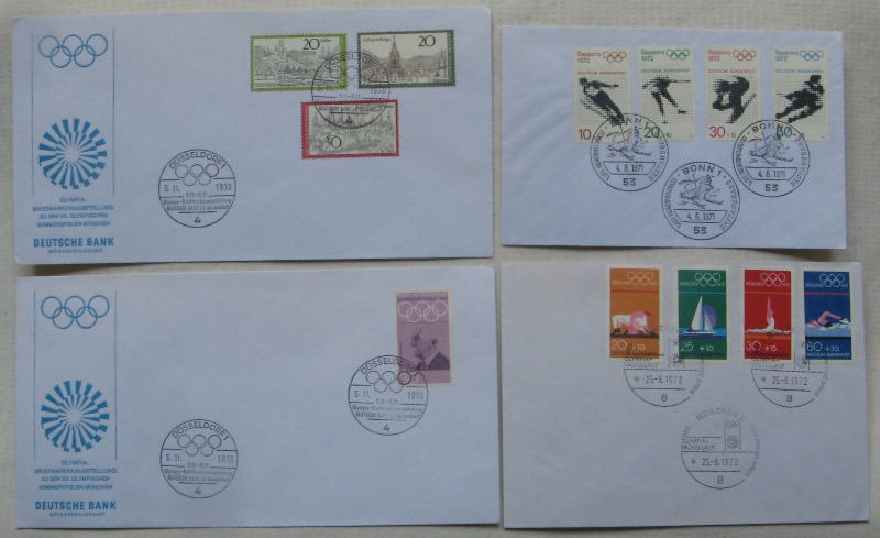  1970-1972,Germany, set FDC-Olympic Games,4 pcs, MNH   