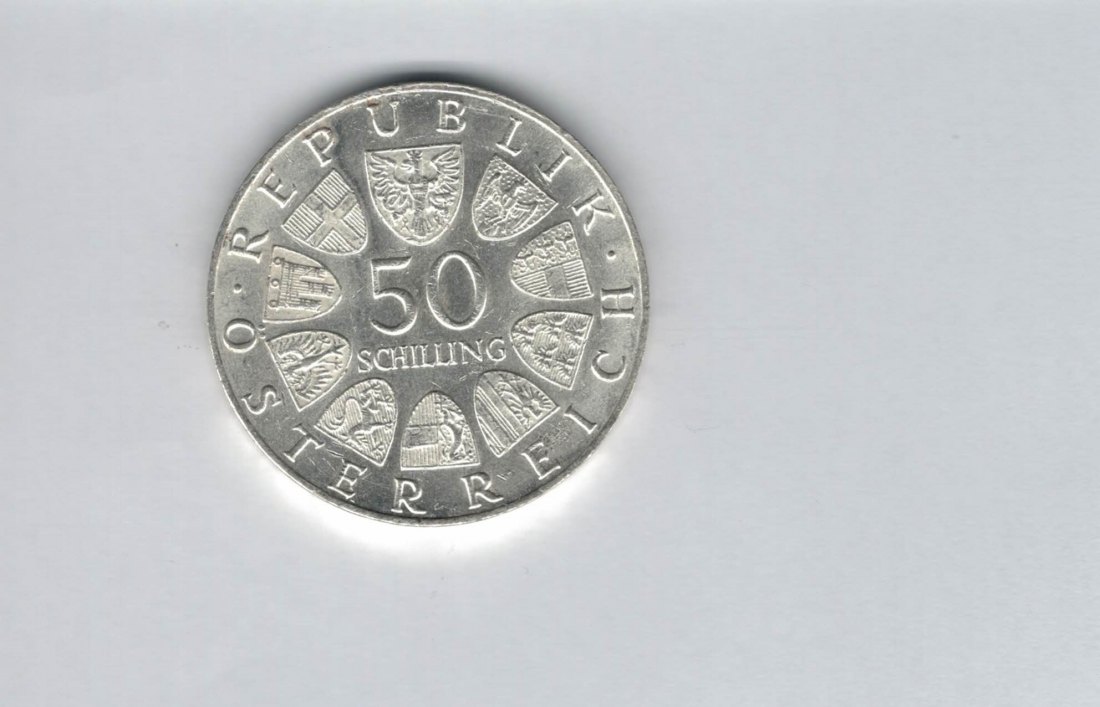  50 Schilling 1968 50 Jahre Republik Österreich Ag Spittalgold9800 (4584/7)   