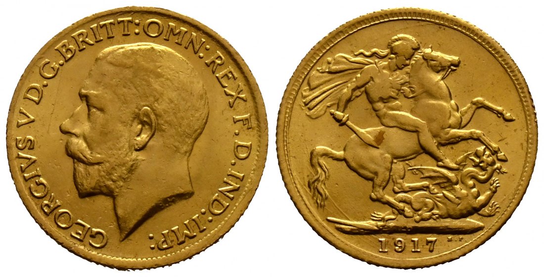 PEUS 1723 Großbritannien / Australien 7,32 g Feingold. Georg V. (1910 - 1936) Australien / Perth Sovereign GOLD 1917 P Perth Sehr schön +
