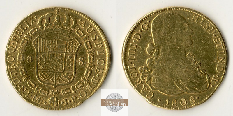 Chile, Karl IV 1788-1808, MM-Frankfurt  Feingold: 24,36g 8 Escudos 1808 So AJ 