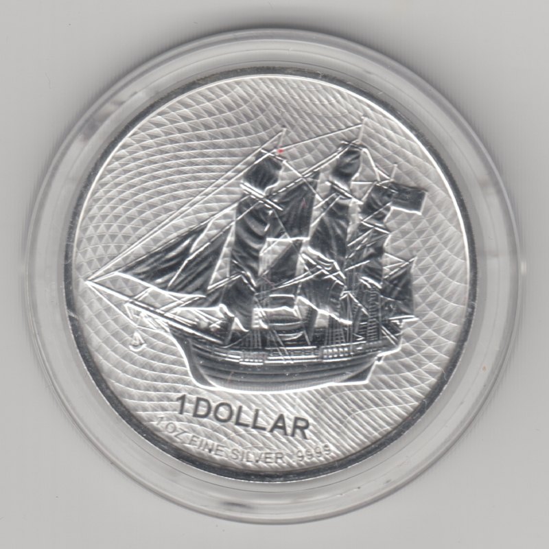  Cook Islands, 1 Dollar 2021, Segelschiff Bounty, 1 unze oz Silber   