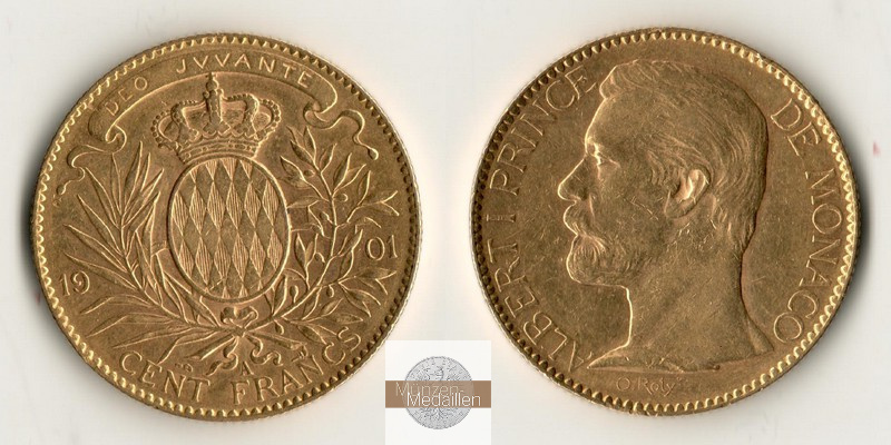 Monaco MM-Frankfurt Feingewicht: 29,03g 100 Francs 1901 