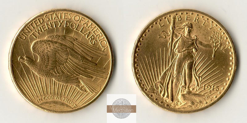USA MM-Frankfurt Feingold: 30,09g 20 Dollar Double Eagle 1915 S 