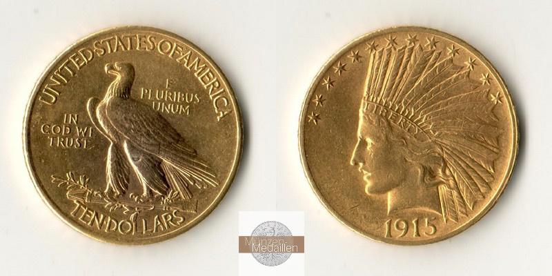 USA  10 Dollar MM-Frankfurt Feingold: 15,05g Eagle 1915 