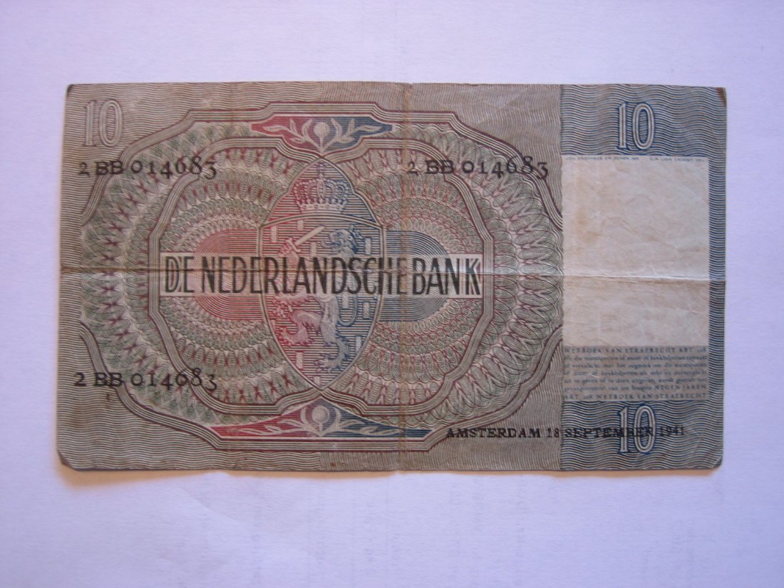  Niederlande Banknote 10 Gulden 1941   