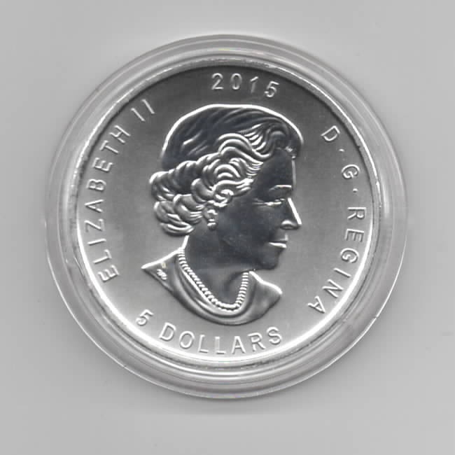  Kanada, Birds of prey, 5 Dollar 2015 Rotschwanz Eule, Colormünze Farbmünze, 1 unze oz Silber   