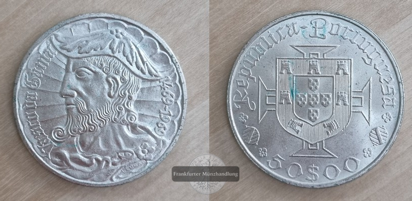  Portugal  50 Escudos  1969  500. Vasco da Gama   FM-Frankfurt  Feingewicht: 11,7g Silber   