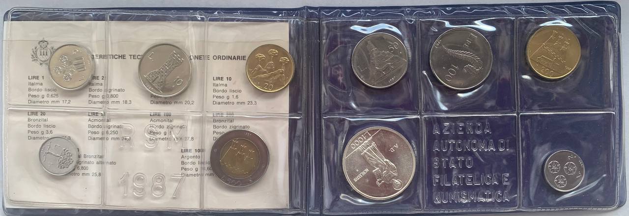  San Marino 1987 Coin set BU (10 coins)   