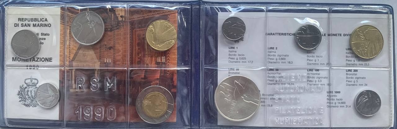 San Marino 1990 Coin set BU (10 coins)