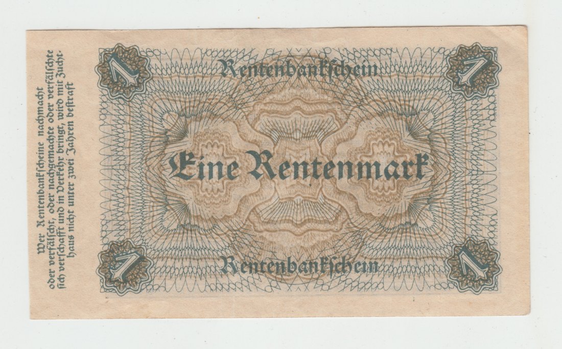  Ro. 154 a, 1 Rentenmark vom 01.11.1923, K.17399053, Reichsdruck, fast kassenfrisch I-   