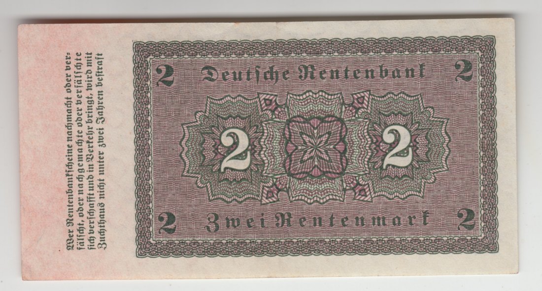  Ro. 155, 2 Rentenmark vom 01.11.1923, C.00716326, fast kassenfrisch I-II   