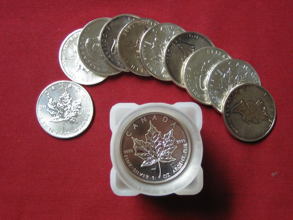  Kanada 25 x Maple Leaf 1 Unze Silber in Tube   