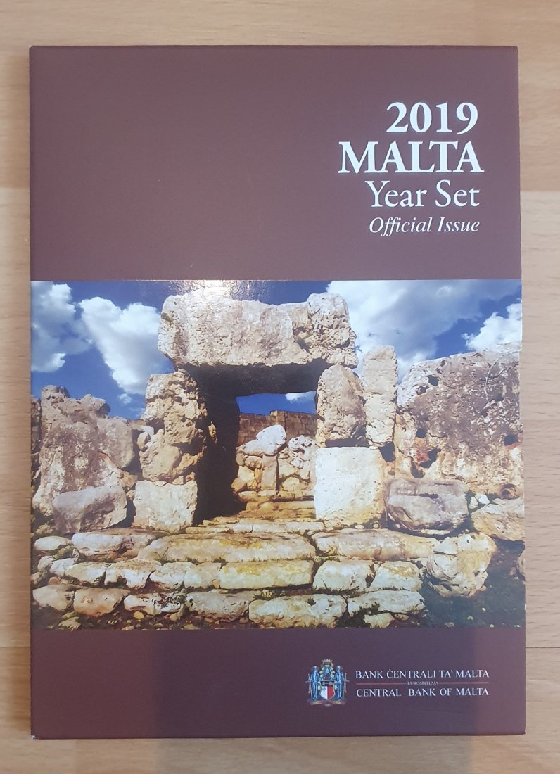  Malta 2019, KMS mit 2 € Gedenkmünze, 9 Münzen zu 5,88 € 1 Cent - 1 € + 2 x 2 €   