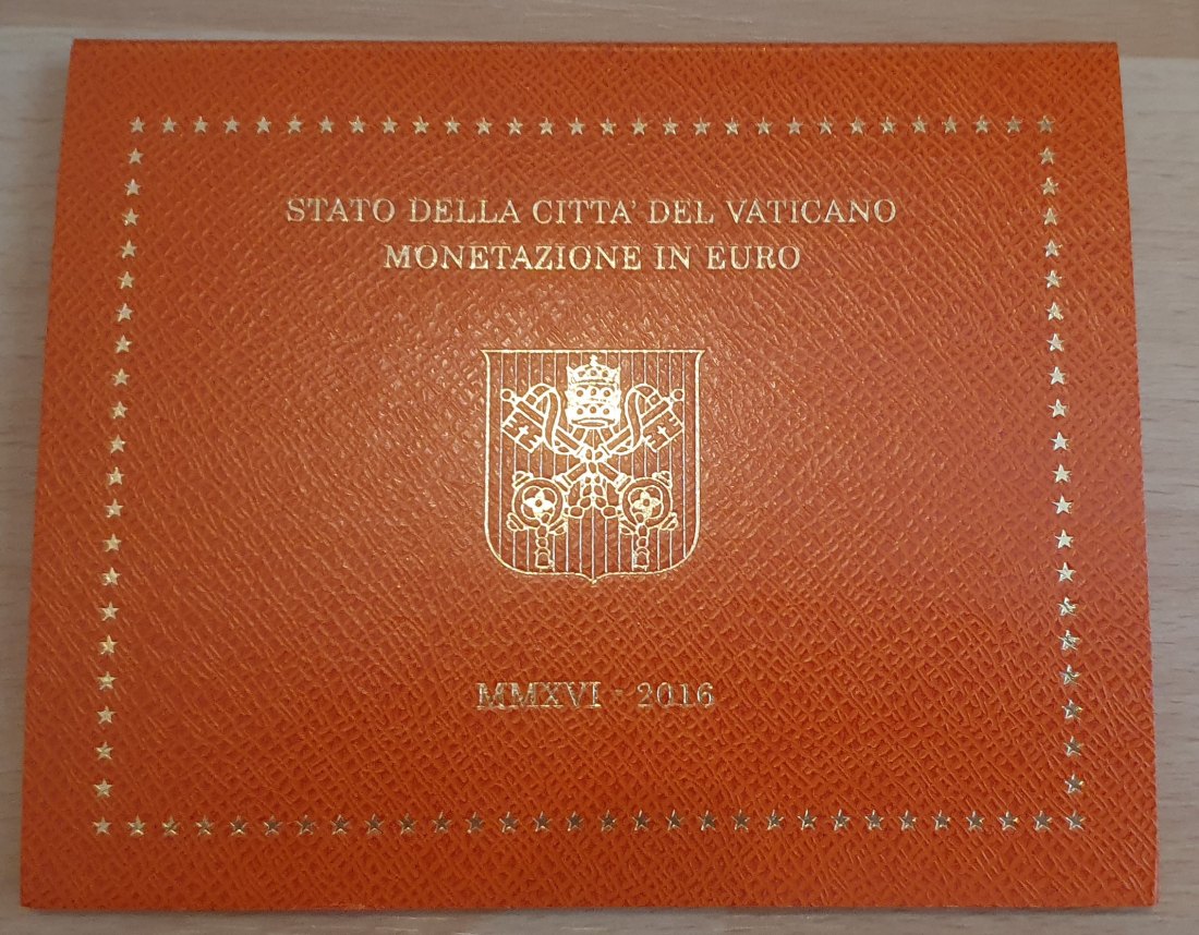  Vatikan 2016, originaler KMS zu 3,88 €, 8 Münzen von 1 Cent - 2 € im roten Originalfolder!   