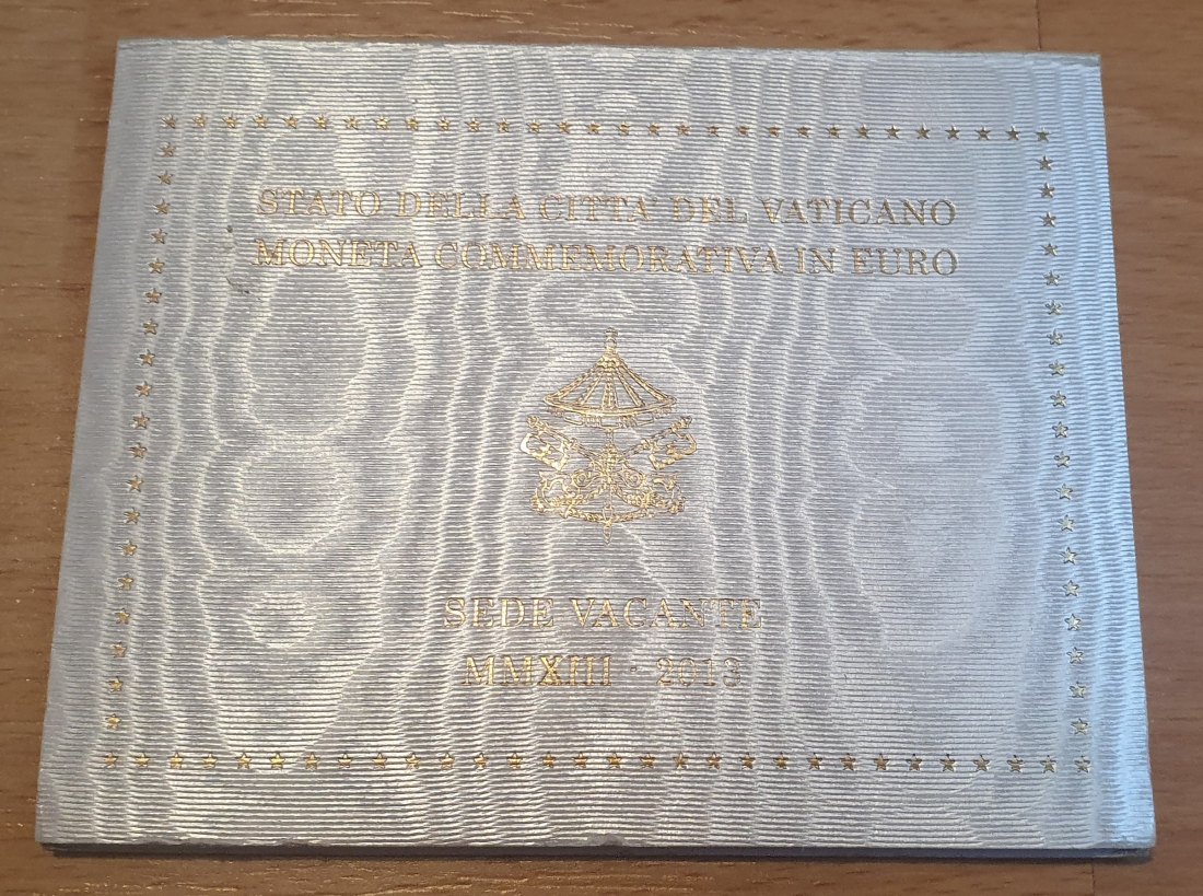  Vatikan 2013, 2 € Gedenkmünze Sede Vacante im weißen Originalfolder!   