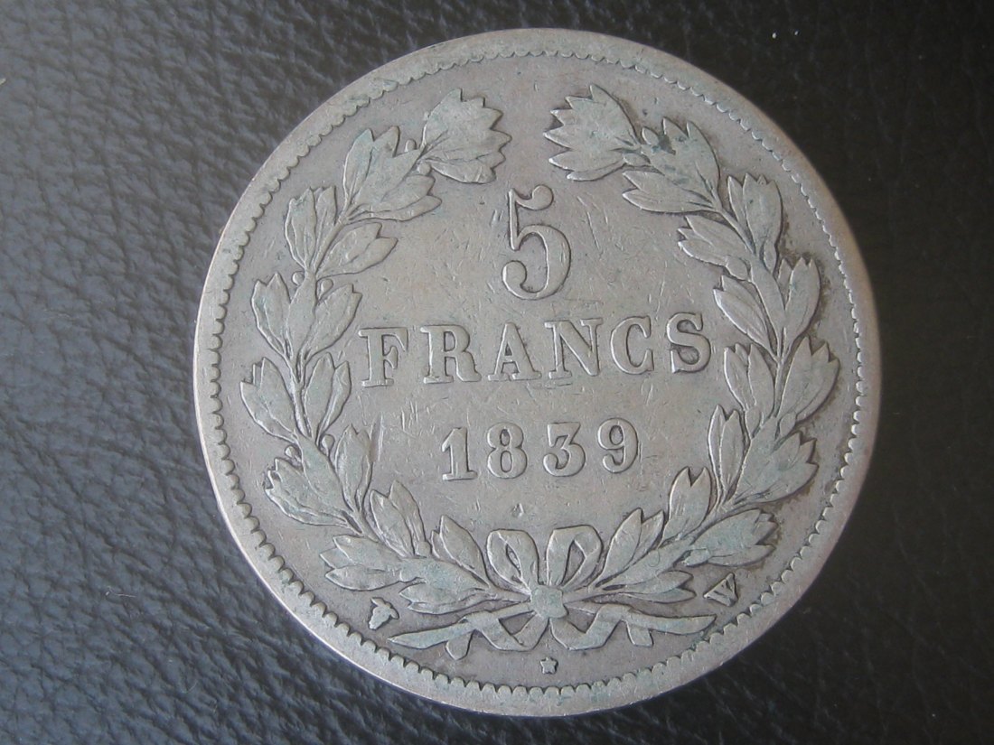  5 Francs - Louis-Philippe I 1839; Lille; 900er Silber, 25 Gramm   