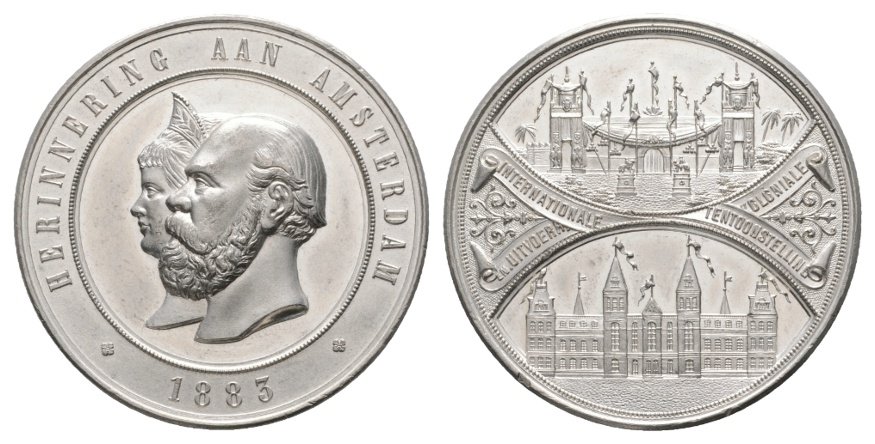  Medaille; Austellung Amsterdam 1883; Zinn; 46,22 g; Ø 50,88 mm   