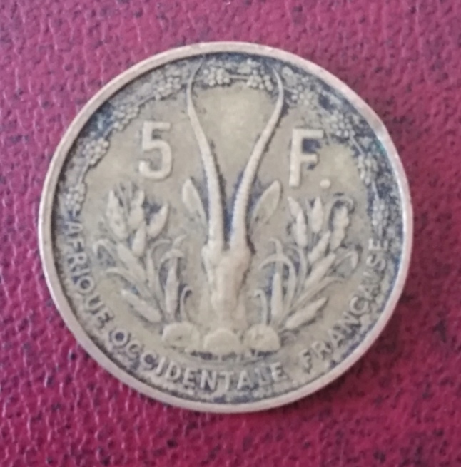 * * * FRENCH WEST AFRICA, 5 FRANCS 1956 * * *   