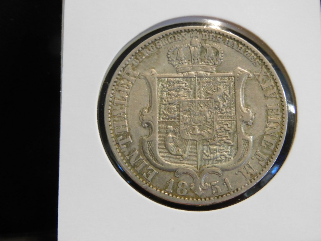  GERMANY 1 THALER 1851 HANNOVER.GRADE-PLEASE SEE PHOTOS.   