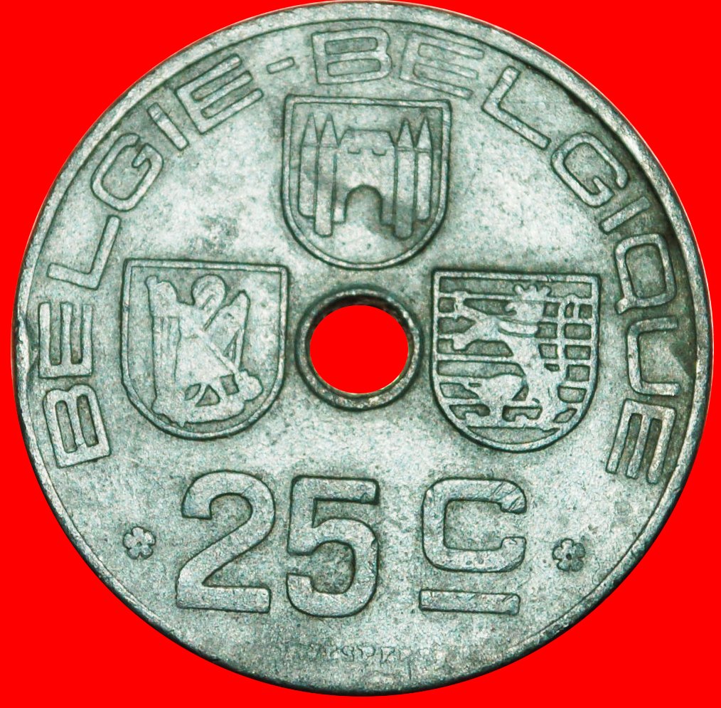  * BESETZUNG DURCH DEUTSCHLAND~NIEDERLÄNDISCHE LEGENDE:BELGIEN★25 CENTIMES 1943 FEHLER★OHNE VORBEHALT   