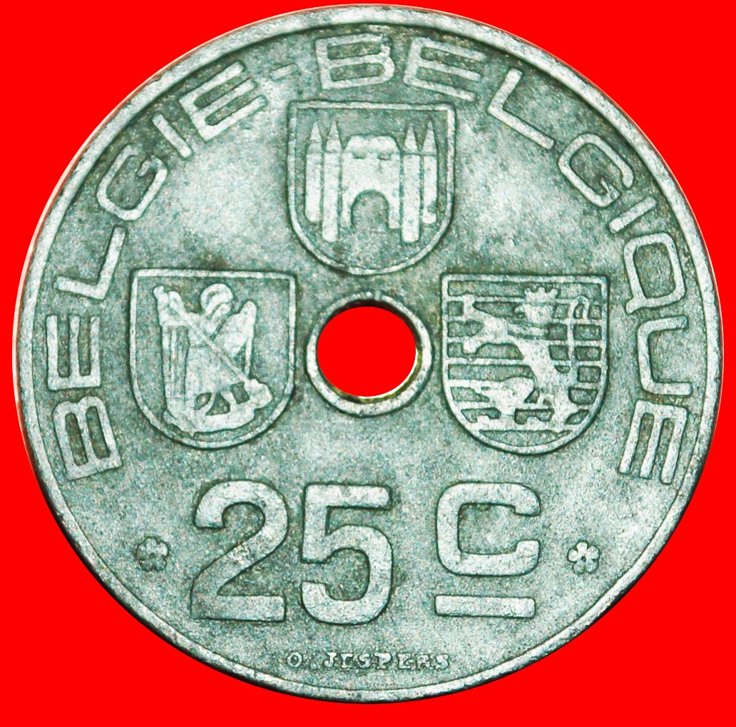  * BESETZUNG DURCH DEUTSCHLAND ~ NIEDERLÄNDISCHE LEGENDE: BELGIEN ★ 25 CENTIME 1944 ★OHNE VORBEHALT   