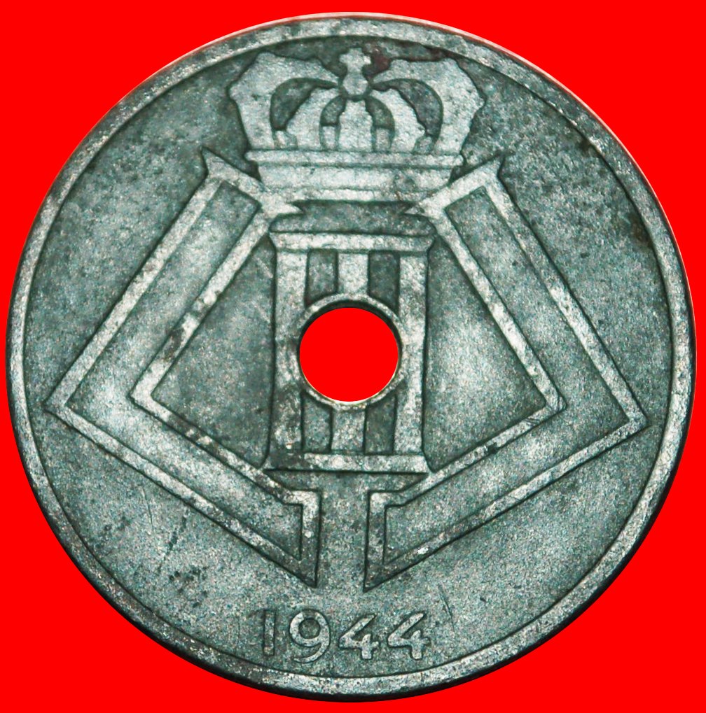  * BESETZUNG DURCH DEUTSCHLAND ~ NIEDERLÄNDISCHE LEGENDE: BELGIEN ★ 25 CENTIME 1944 ★OHNE VORBEHALT   