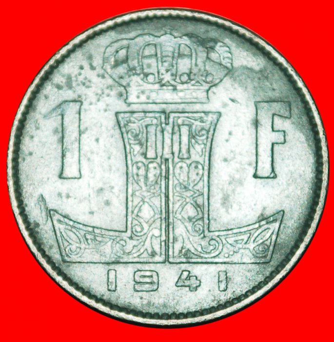  * OCCUPATION BY GERMANY:BELGIUM★1 FRANC 1941! FRENCH LEOPOLD III (1934-1950)★LOW START ★ NO RESERVE!   