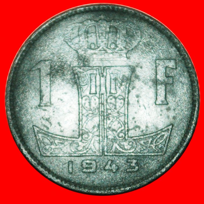  * OCCUPATION BY GERMANY:BELGIUM★1 FRANC 1943! DUTCH LEOPOLD III (1934-1950)★LOW START ★ NO RESERVE!   