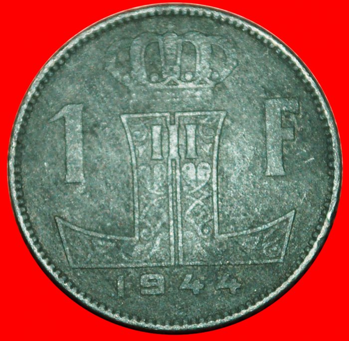  * OCCUPATION BY GERMANY:BELGIUM★1 FRANC 1944! DUTCH LEOPOLD III (1934-1950)★LOW START ★ NO RESERVE!   
