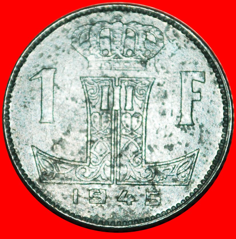  * OCCUPATION BY GERMANY:BELGIUM★1 FRANC 1945! DUTCH LEOPOLD III (1934-1950)★LOW START ★ NO RESERVE!   