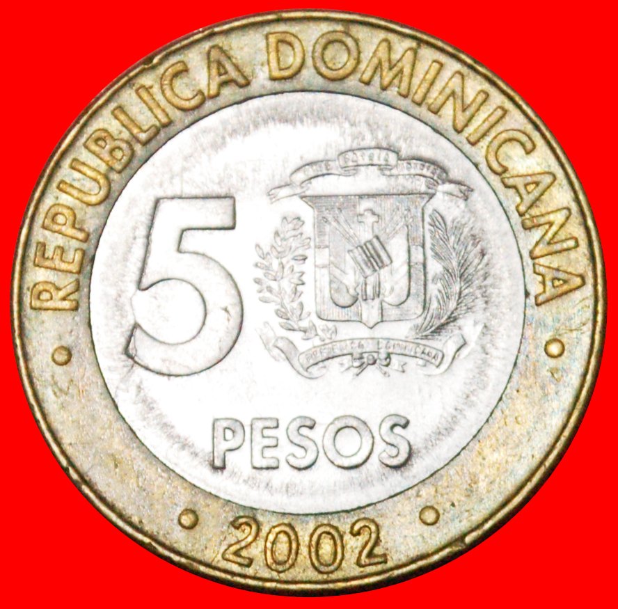  * KANADA KLEINE SANCHEZ (2002-2020): DOMINIKANISCHE REPUBLIK ★ 5 PESO 2002!★OHNE VORBEHALT   