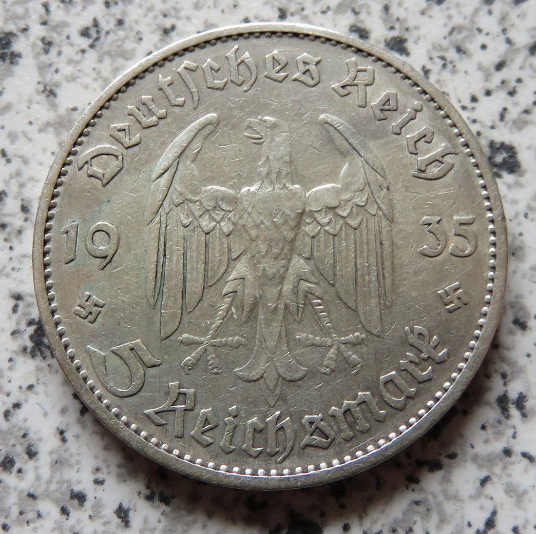  Drittes Reich 5 Reichsmark 1935 D, KoD   