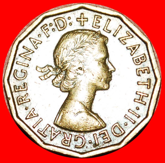  * FALLGATTER (1954-1970): GROSSBRITANNIEN ★ 3 PENCE 1960! ELISABETH II. (1953-2022)★OHNE VORBEHALT!   