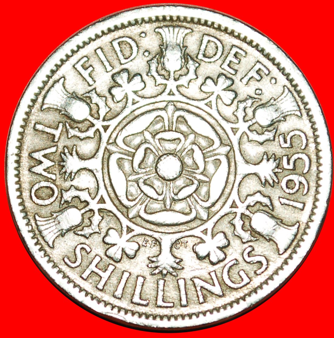  * TUDOR ROSE (1954-1970): GROSSBRITANNIEN★2 SHILLING 1955! ELISABETH II. (1953-2022)★OHNE VORBEHALT!   