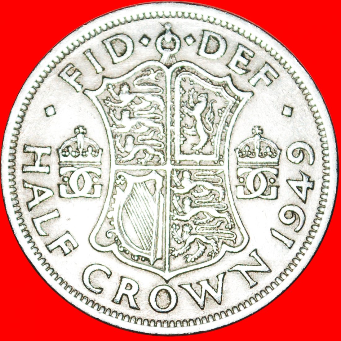  * COAT OF ARMS: GREAT BRITAIN ★ HALF CROWN 1949 GEORGE VI (1937-1952)! ★LOW START ★ NO RESERVE!   