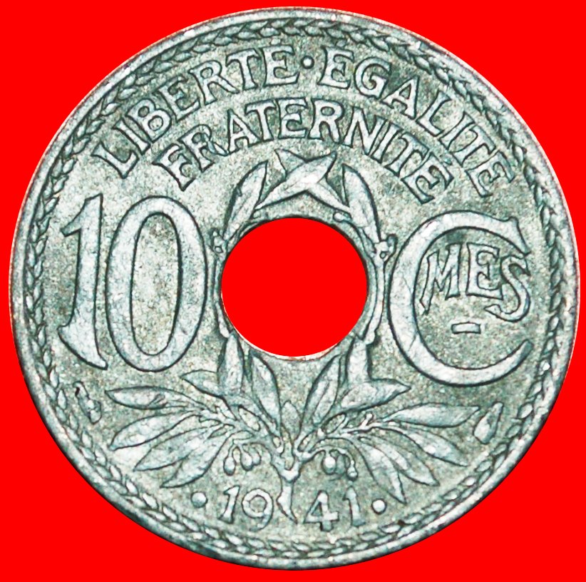  * OCCUPATION by GERMANY (1941-1943): FRANCE ★ 10 CENTIMES .1941.!★LOW START ★ NO RESERVE!   