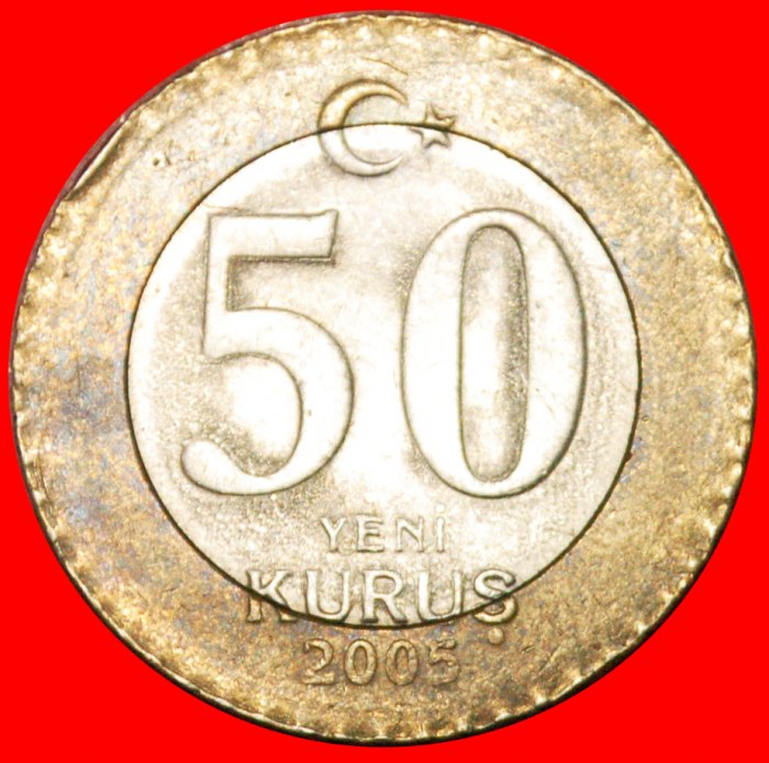  * BI-METALLIC: TURKEY ★ 50 NEW PIASTERS 2005! ATATURK (1923-1938)★LOW START ★ NO RESERVE!   