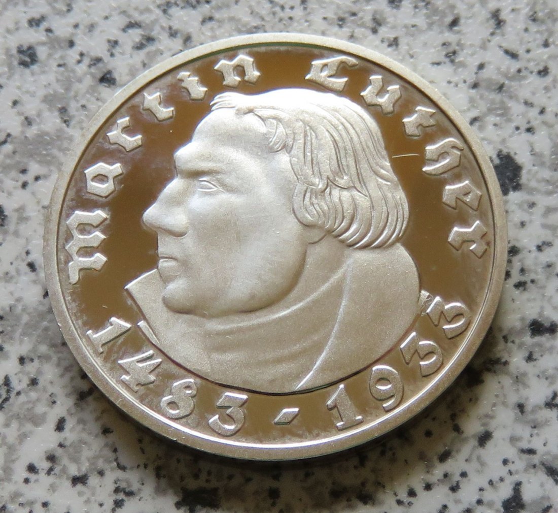  Medaille von 2001/Nachprägung: 5 Reichsmark Luther, 3. Reich 1933 D   