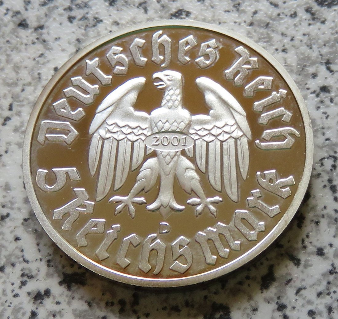  Medaille von 2001/Nachprägung: 5 Reichsmark Luther, 3. Reich 1933 D   