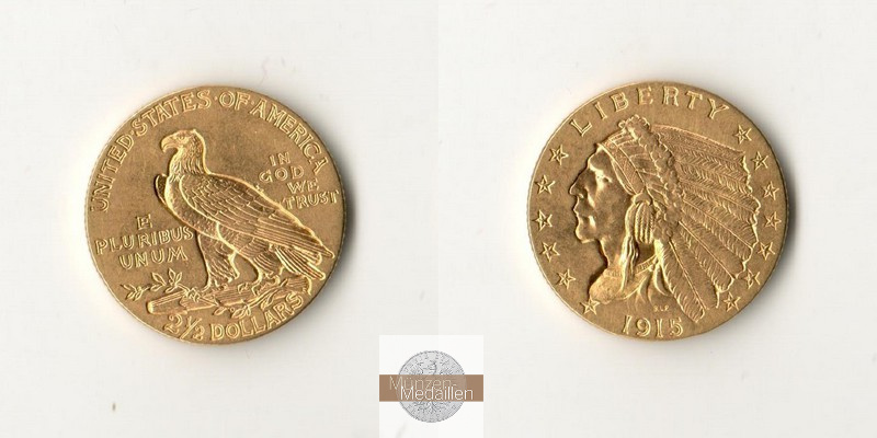 USA MM-Frankfurt Feingold: 3,76g 2,5 Dollars 1915 