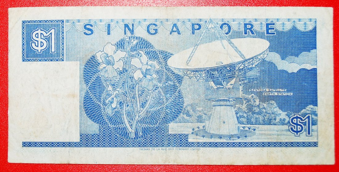  * GROSSBRITANNIEN: SINGAPUR ★ 1 DOLLAR (1987) RADIOTELESKOP SCHIFF! ★OHNE VORBEHALT!   