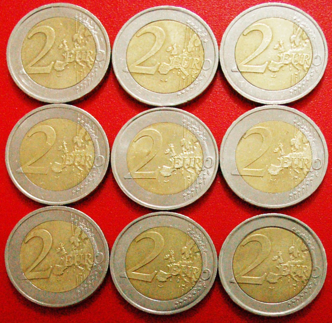  * 9 COMMEMORATIVE COINS: EUROPEAN UNION ★ 2 EURO DIFFERENT TYPES 2004-2014! ★LOW START★ NO RESERVE!   