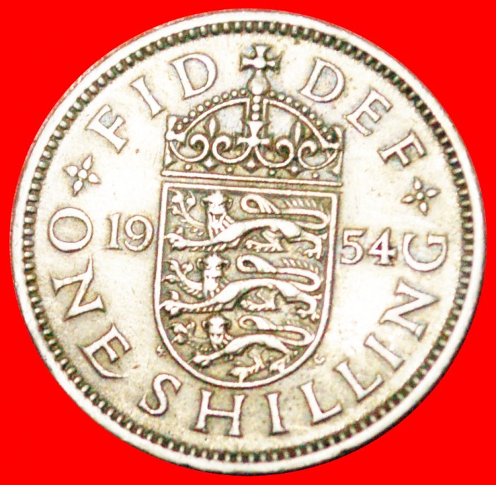  * ENGLISH CREST 1954-1970:GREAT BRITAIN★1 SHILLING 1954★ELIZABETH II 1953-2022★LOW START★NO RESERVE!   