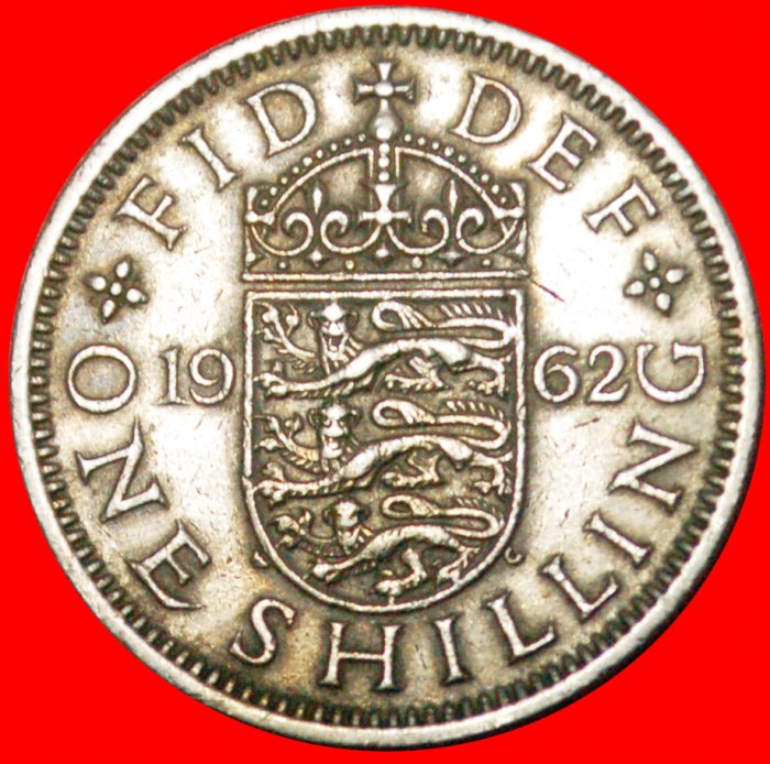  * ENGLISH CREST 1954-1970:GREAT BRITAIN★1 SHILLING 1962★ELIZABETH II 1953-2022★LOW START★NO RESERVE!   