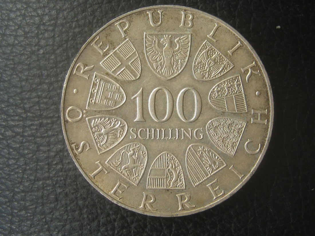  Österreich 100 Schilling; 1200 Jahre Stift Kremsmünster  1977; 640er Silber, 23,93 Gramm   