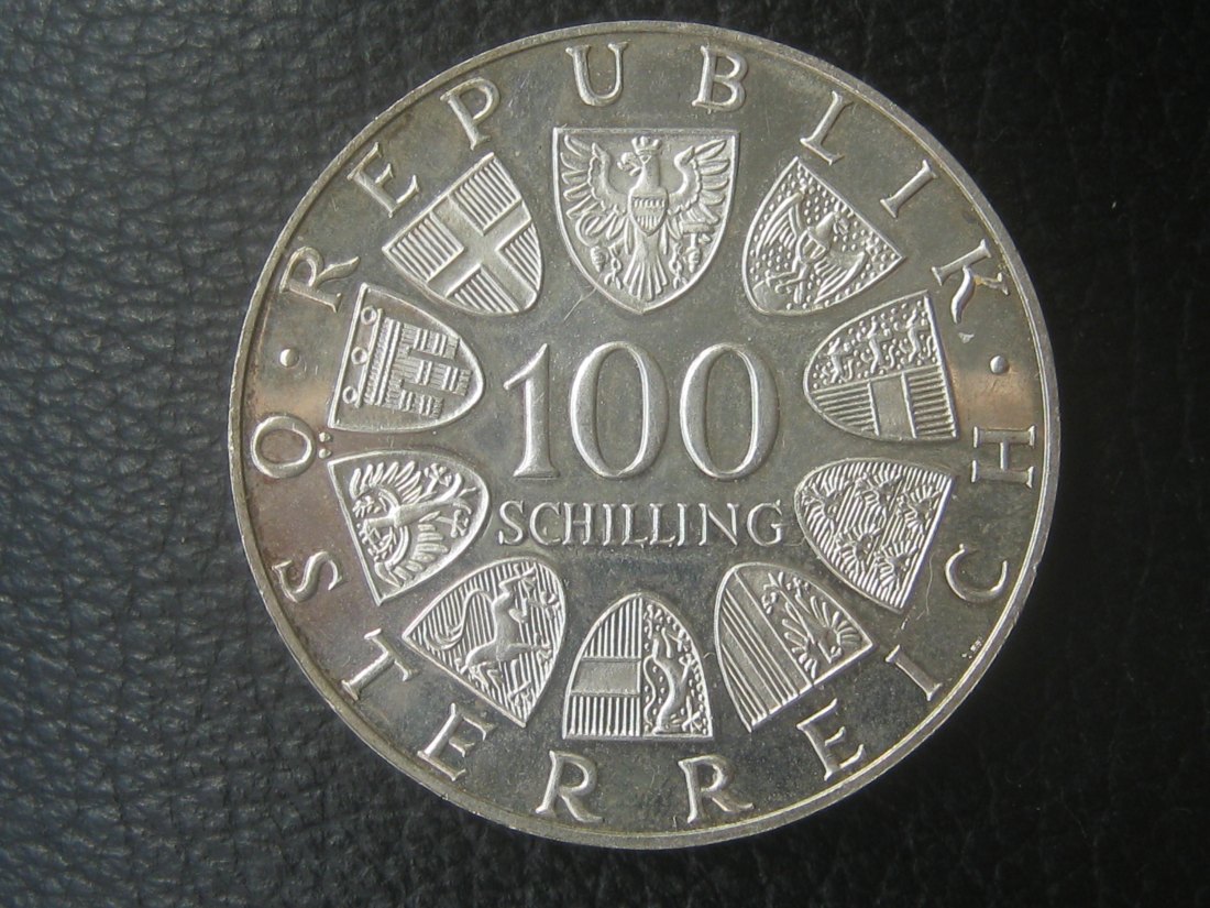  Österreich 100 Schilling; 1200 Jahre Stift Kremsmünster  1977; 640er Silber, 23,93 Gramm   