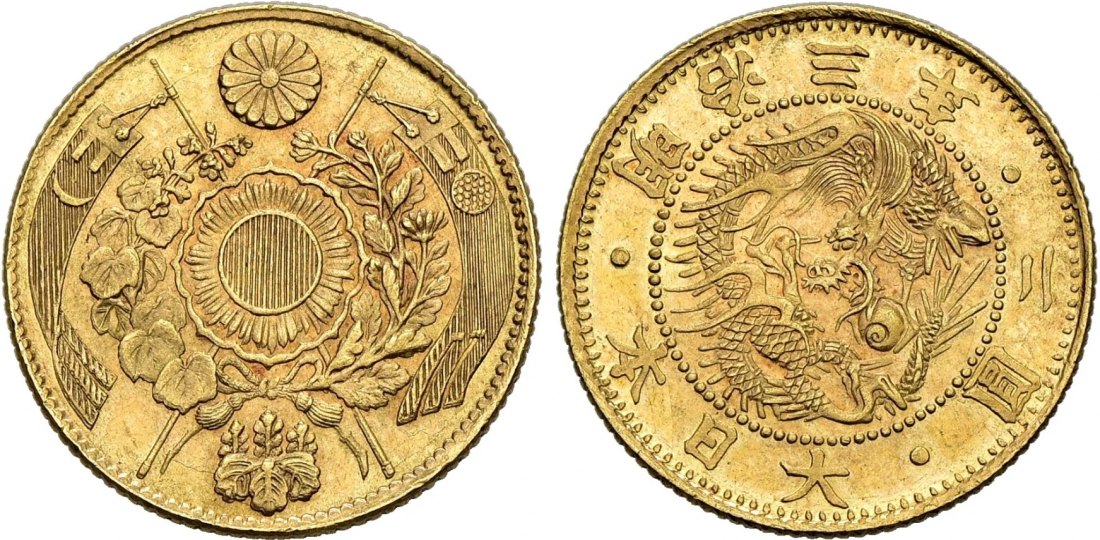  Japan 2 Yen Jahr 3 (1870) | NGC MS64 | Mutsuhito Meiji   