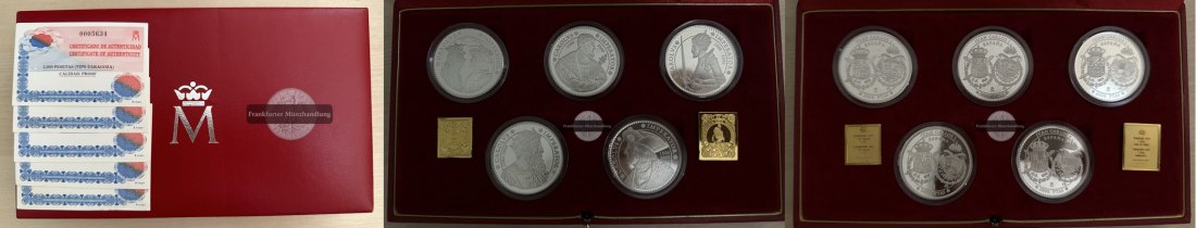  Spanien 5x 2.000 Pesetas  2000 FM-Frankfurt  Feingewicht: 155,5g Silber   